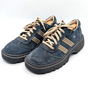 Vintage 90s Y2K Sketchers Blue Suede Chunky Platform Sneakers Women's Size 8.5